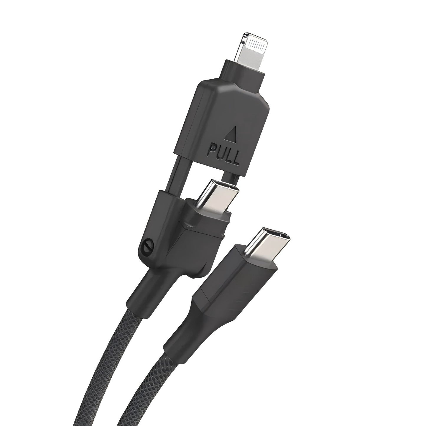 Versatile 2-in-1 Braided Charging Cable with Interchangeable USB-C and Lightning Connectors
