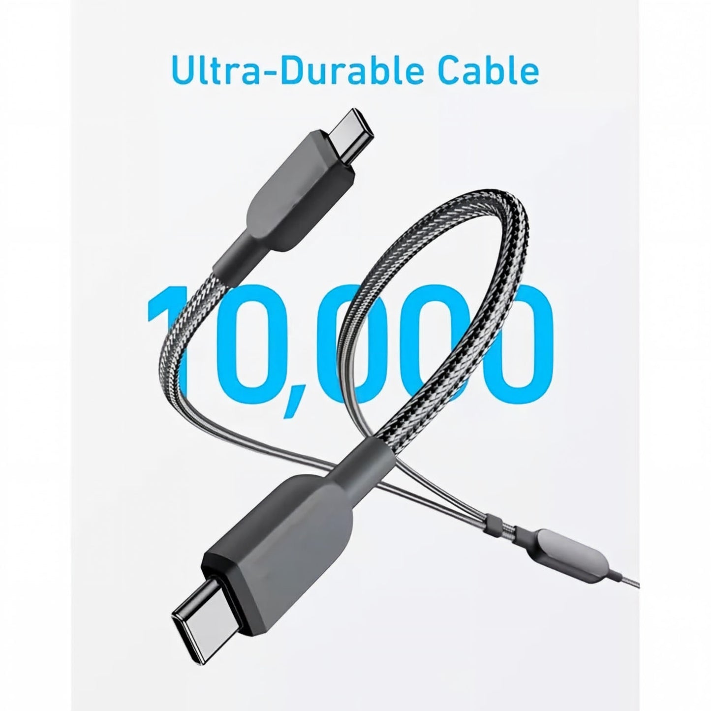 2-in-1 Braided USB-C Split Charging Cable with High-Power Delivery and Tangle-Free Sleeve