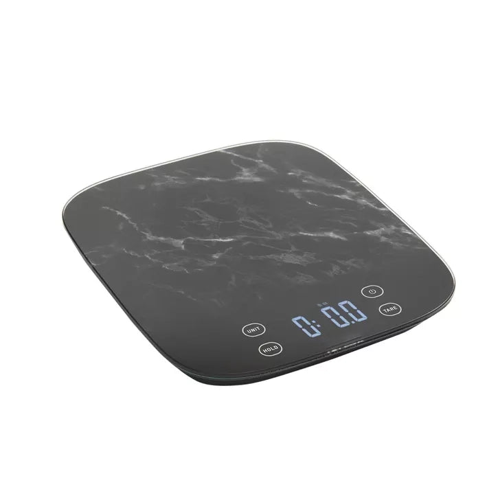 Waterproof Digital Food Scale with Marble-Pattern Glass Surface and Touch Controls