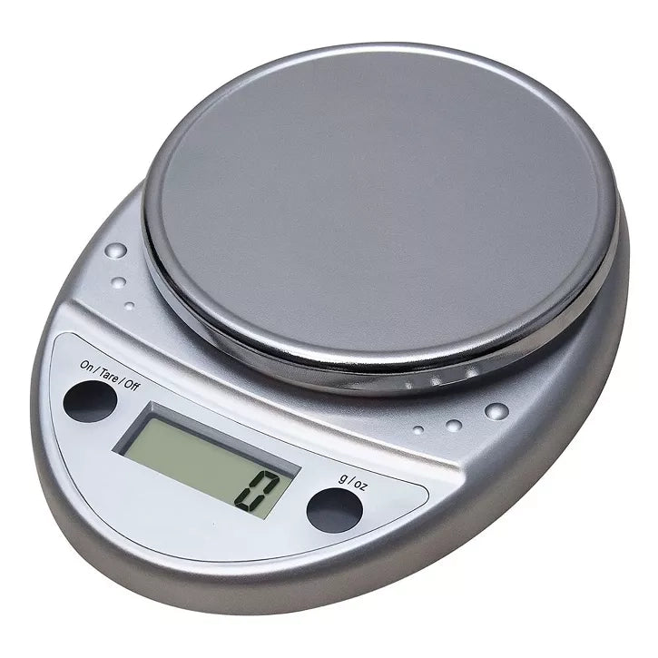 Round Digital Kitchen Scale with Two-Button Operation and Compact Design