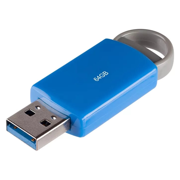 Portable 64GB USB 2.0 Flash Drive with Retractable Design and Key Ring Attachment