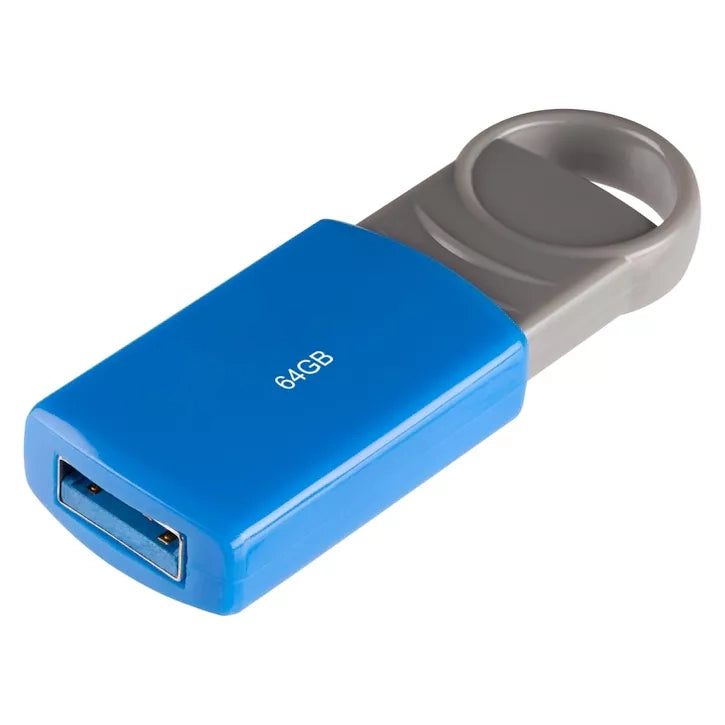 Portable 64GB USB 2.0 Flash Drive with Retractable Design and Key Ring Attachment