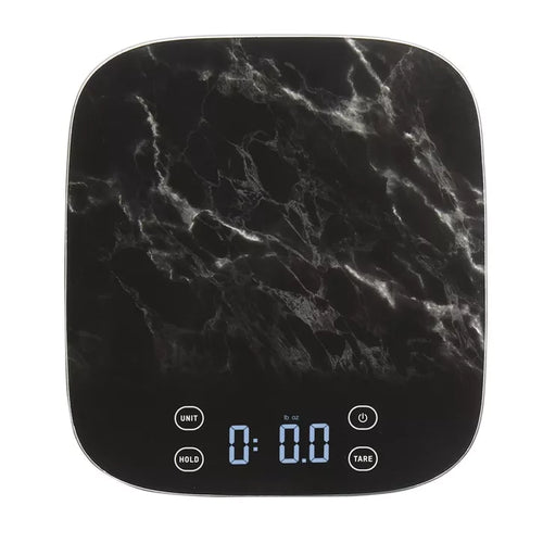 Waterproof Digital Food Scale with Marble-Pattern Glass Surface and Touch Controls