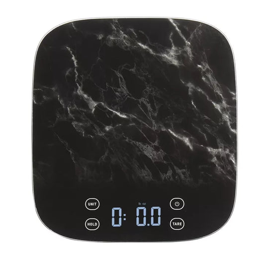 Waterproof Digital Food Scale with Marble-Pattern Glass Surface and Touch Controls