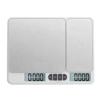 Dual-Platform Digital Kitchen Scale with Independent Displays and Precision Tare Functions