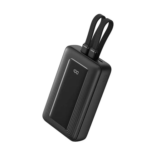 High-Capacity Portable Charger with Dual Integrated USB-C Cables and Digital Battery Display
