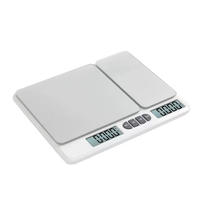 Dual-Platform Digital Kitchen Scale with Independent Displays and Precision Tare Functions
