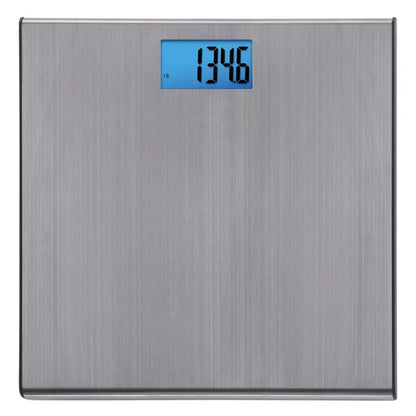 Ultra-Slim Brushed Steel Digital Scale with Blue Backlit Display