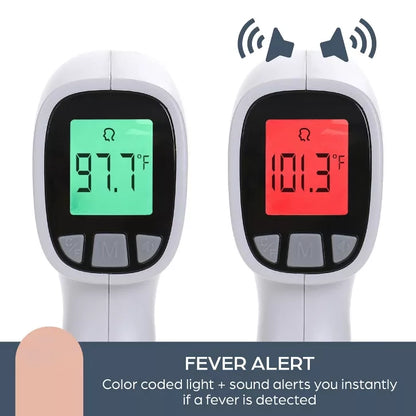 Non-Contact Infrared Forehead Thermometer with Color-Coded Fever Alert and Memory Storage
