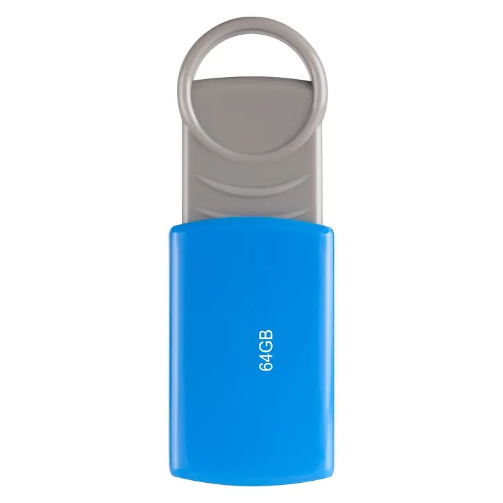 Portable 64GB USB 2.0 Flash Drive with Retractable Design and Key Ring Attachment