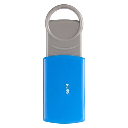 Portable 64GB USB 2.0 Flash Drive with Retractable Design and Key Ring Attachment